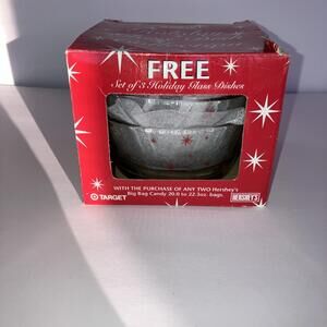 Vintage 2004 Hershey's Holiday Glass Dish Collection Set of 3 Bowls NEW In Box